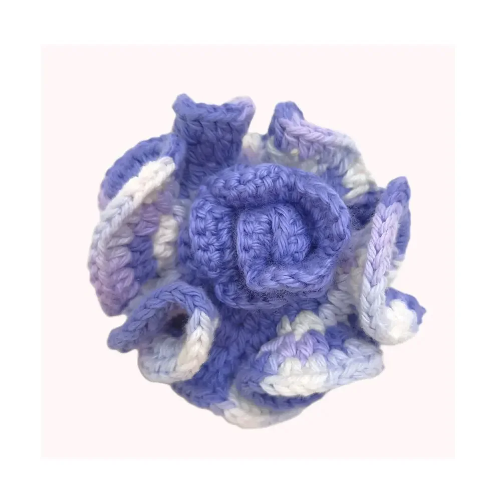Layered Crochet Flower Brooch Handmade 3D Ruffles Colorful Purples Cream Pin NEW